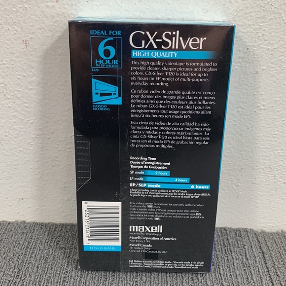 Maxell Videocassette VHS Tape GX-Silver High Quality T-120 6 Hour In EP Mode New - Picture 3 of 10
